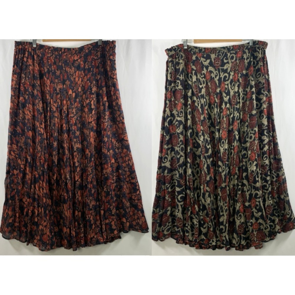 Reversible Boho Floral Maxi Skirt Size 3X Pull On Elastic Waist Rayon Full Flowy